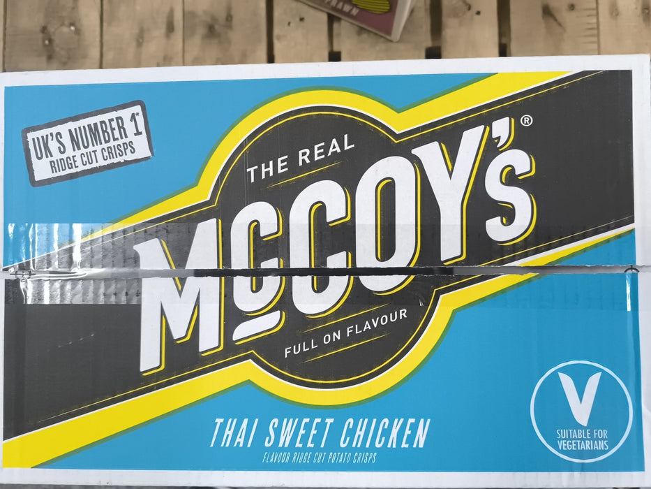 McCoy's Thai Sweet Chicken packaging on a wooden surface