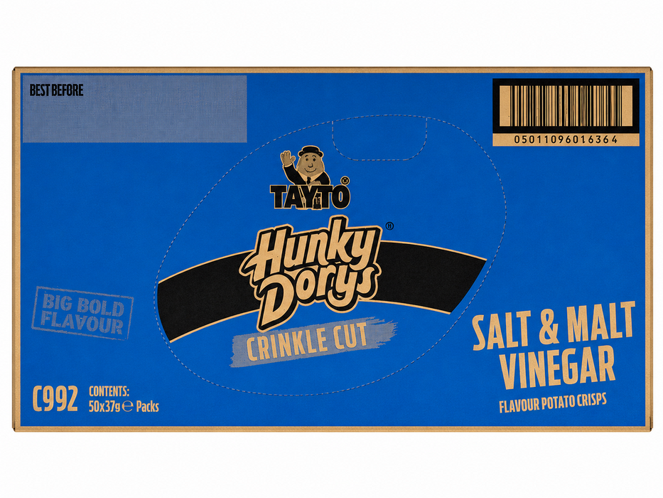 Hunky Dory Salt & Vinegar Crisps | Box of 50 Packets (37g) | Netcrisps