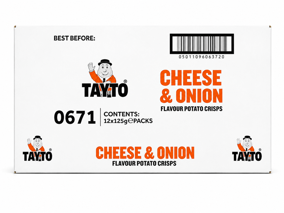 Tayto Cheese & Onion Large Share Bags 12x125g
