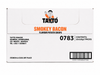 Tayto Smokey Bacon Flavour Potato Crisps packaging box, showing the brand logo, product name, and barcode on a white background.