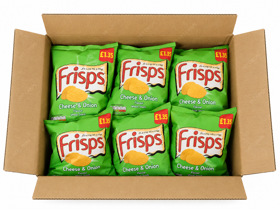Frisps Cheese & Onion Crisps | Box of 16 x 60g | British Snacks | Netcrisps