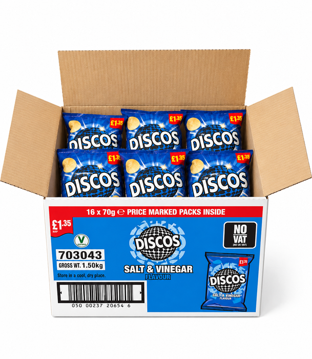 Box of Discos Salt and Vinegar | Box of 16 x 70g  | Netcrisps