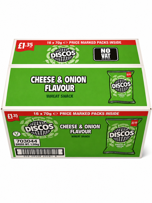 Box of Discos Cheese and Onion Crisps | 16 x 70g