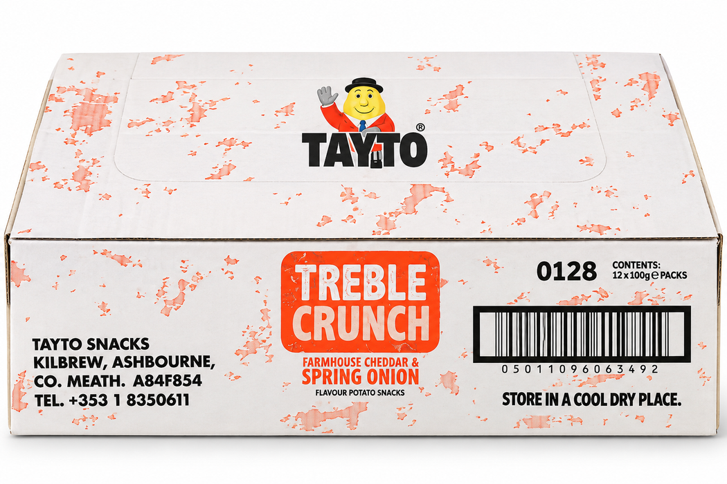Tayto Treble Crunch Cheddar & Onion Crisps 12x100g