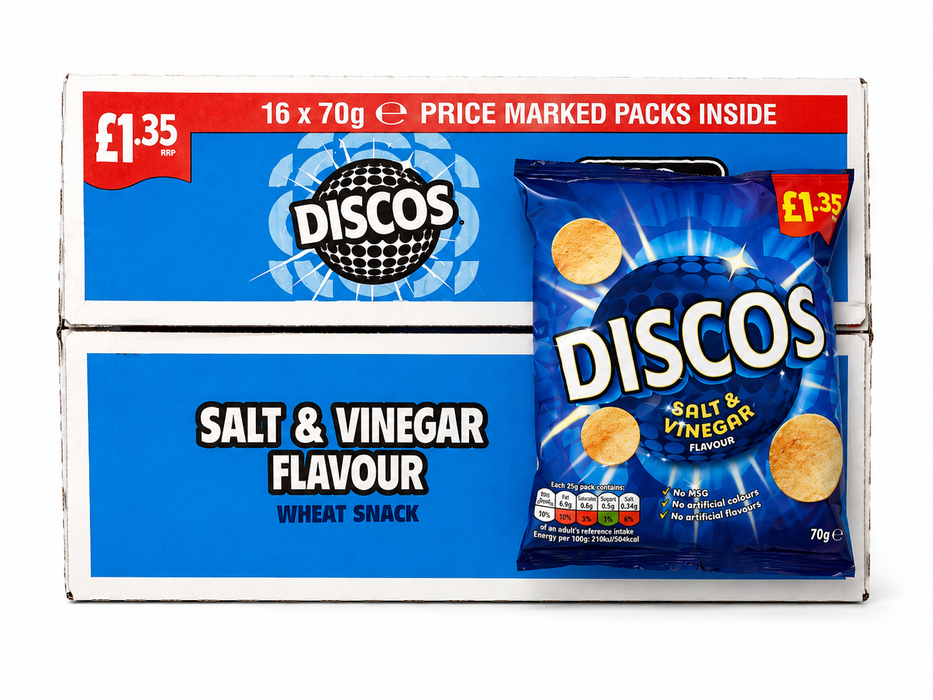 Box of Discos Salt and Vinegar | Box of 16 x 70g  | Netcrisps