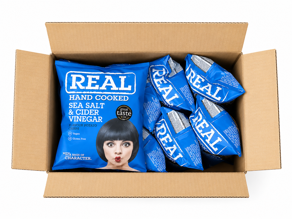 REAL Hand Cooked Crisps Sea Salt & Cider Vinegar | 10 x 150g