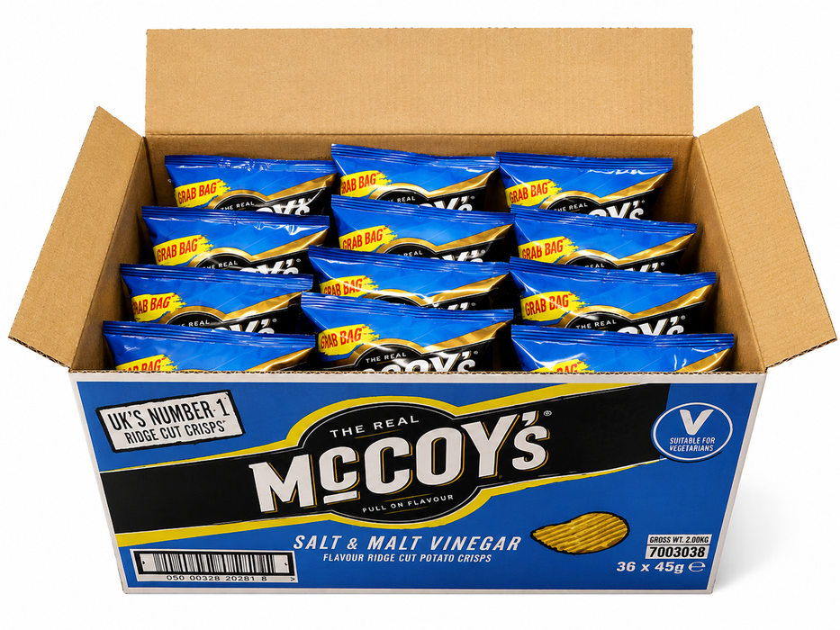 McCoys Ridge Cut Salt & Vinegar Crisps - Box of 36 x 47.5g | Netcrisps