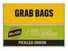 Packaging for Walkers Pickled Onion Grab Bags with green, yellow, and black design.