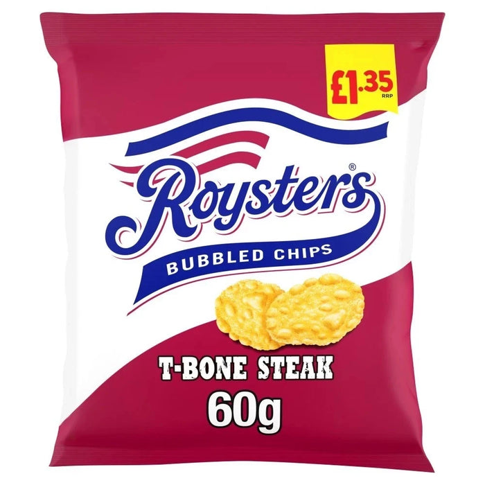Roysters T-Bone Steak Bubbled Chips | Box of 20 Packets (60g)
