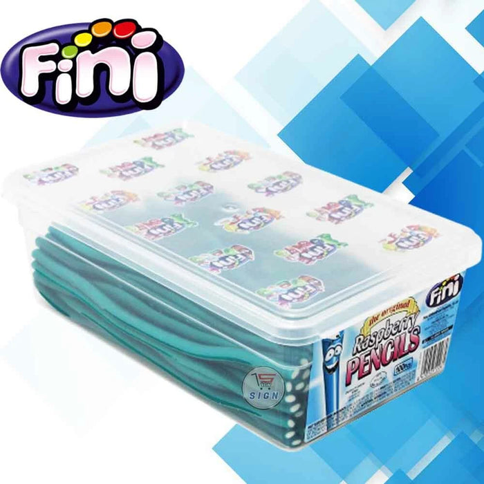 Fini Tornadoes Raspberry Pencils - Tub of 100 Pieces | Blue Raspberry Liquorice|Netcrisps