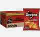 A box of Doritos Chilli Heatwave includes 32 red 40g bags, each featuring bold, spicy tortilla crisps. Brand: Doritos.