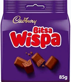 Cadbury Bitsa Wispa 85g chocolate bag in purple packaging