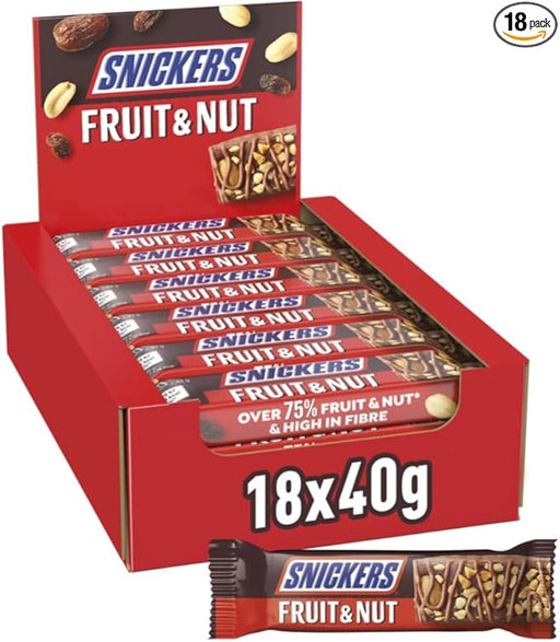 Snickers Fruit & Nut Milk Chocolate Bars – 18 x 40g Bulk Box - NetCrisps
