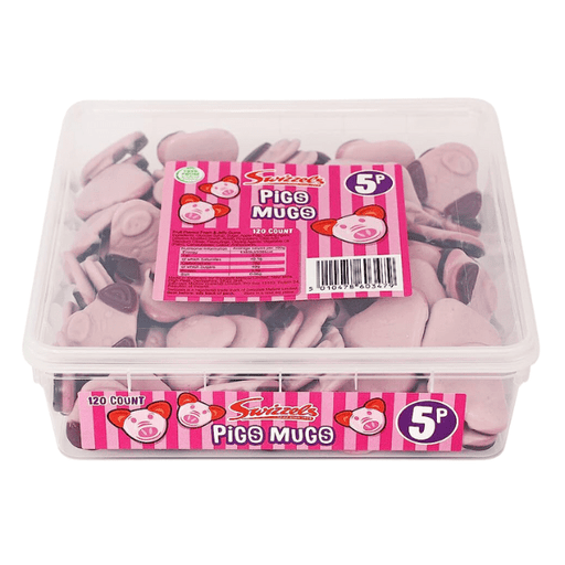 Swizzels Pig's Mugs | Tub of 120 | Pink Foam & Jelly Sweets - NetCrisps