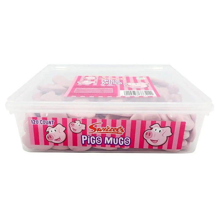 Swizzels Pig's Mugs | Tub of 120 | Pink Foam & Jelly Sweets - NetCrisps