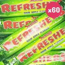 Swizzels Refreshers Sour Apple Flavour Chewing Gum Bars 60 bars 18g - NetCrisps