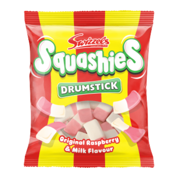 Swizzels Squashies Drumstick | 120g | Raspberry & Milk Gummies - NetCrisps