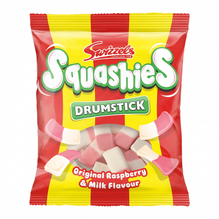 Swizzels Squashies Drumstick | 120g | Raspberry & Milk Gummies - NetCrisps
