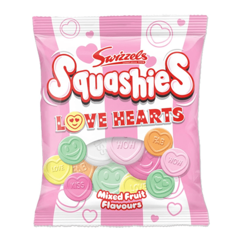 Swizzels Squashies LOVE HEARTS Mixed Fruit Share Bag 120g - NetCrisps