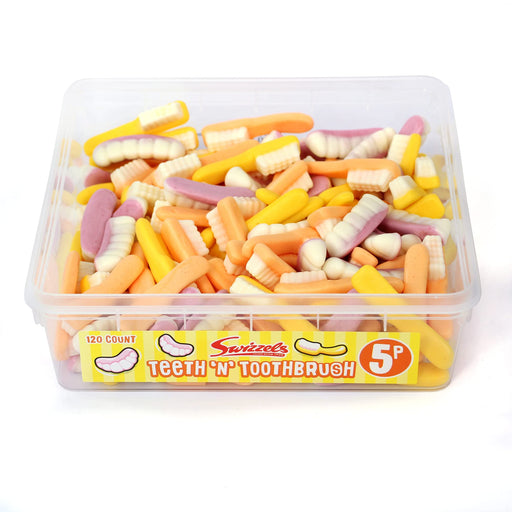 Swizzels Teeth & Toothbrush Sweet Tub (120pcs) - NetCrisps