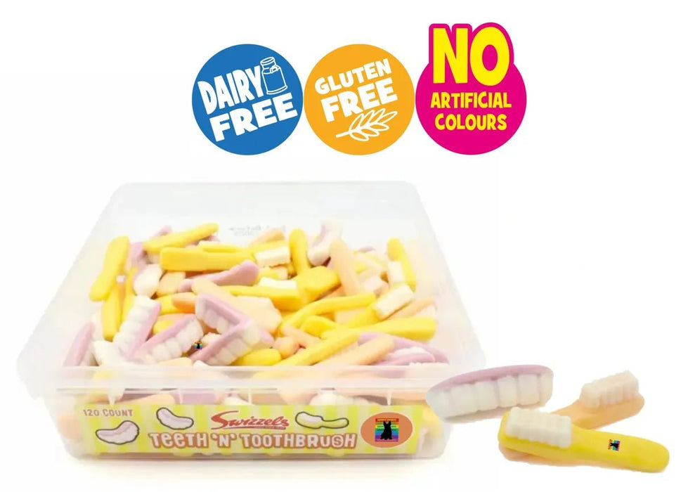 Swizzels Teeth & Toothbrush Sweet Tub (120pcs) - NetCrisps