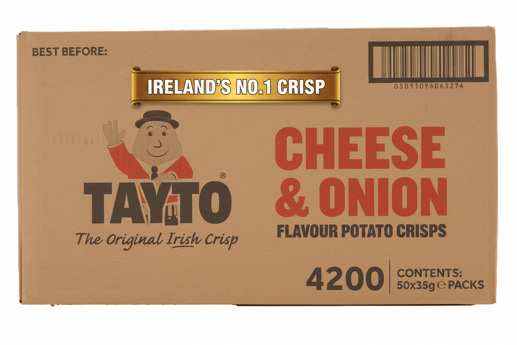 Tayto Cheese and Onion | Box of 50 Packets (35g) Irelands 1 Selling Crisps - NetCrisps