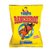 A vibrant yellow bag of Tayto Rancheros snacks, featuring a cowboy on a horse and labeled "Bacon Flavour."