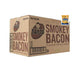 A large cardboard box labeled Tayto Smokey Bacon | Box of 50 Packets (35g) by Tayto, featuring a barcode and a small image of an Irish crisp packet in the top right corner.