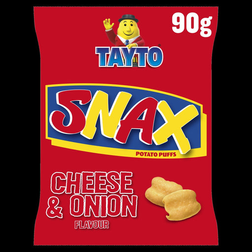 Tayto Snax Sharing Bag - Box of 12 x 90g | Cheese & Onion Puffs |Netcrisps - NetCrisps
