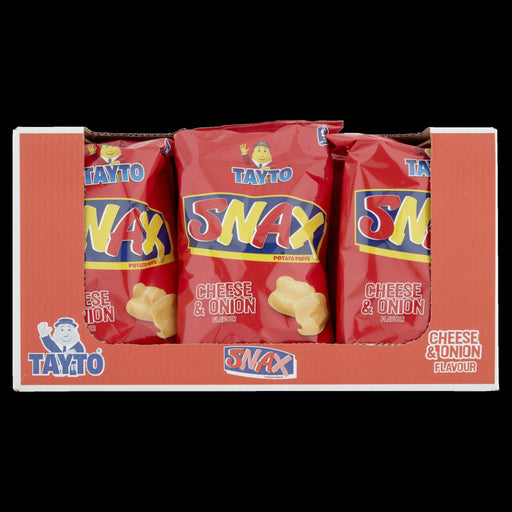 Tayto Snax Sharing Bag - Box of 12 x 90g | Cheese & Onion Puffs |Netcrisps - NetCrisps