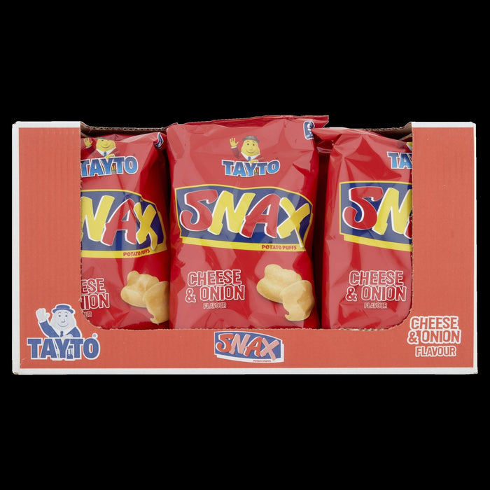 Tayto Snax Sharing Bag - Box of 12 x 90g | Cheese & Onion Puffs |Netcrisps - NetCrisps