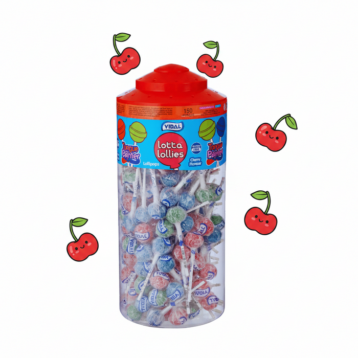 Vidal Cherry Flavoured Tongue Painter Lollies | 150 Count - NetCrisps