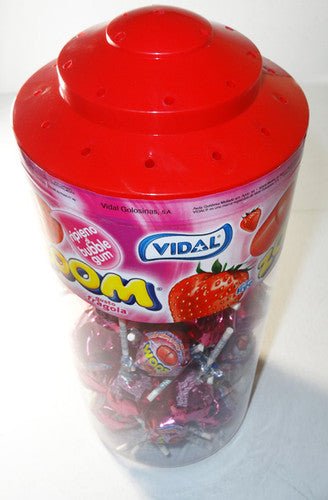 Vidal Zoom Strawberry Bubblegum Lollies | 50 Count - NetCrisps