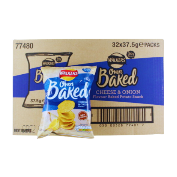 Walkers Baked Cheese and Onion | Box of 32 Packets (37.5g) - Crisps