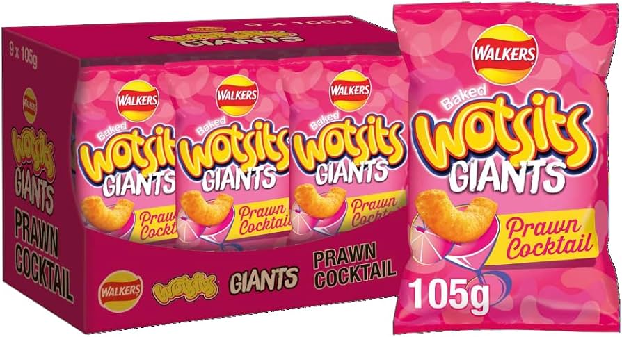 Walkers Baked Wotsits Giants Prawn Cocktail | Box of 9 (130g) - NetCrisps