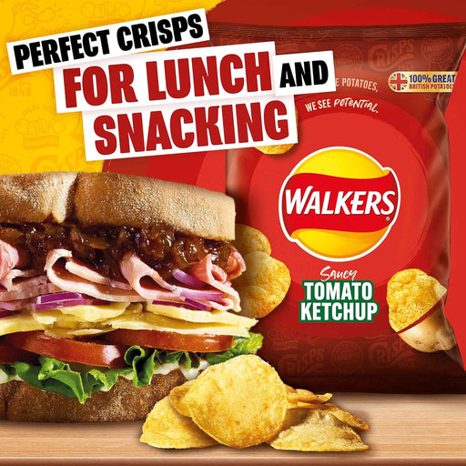 Walkers Heinz Tomato Ketchup Crisps | 32 x 45g Grab Bags - NetCrisps