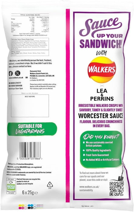 Walkers Lea & Perrins Worcester Sauce Grab Bag Crisps 45g (Case of 32) - NetCrisps