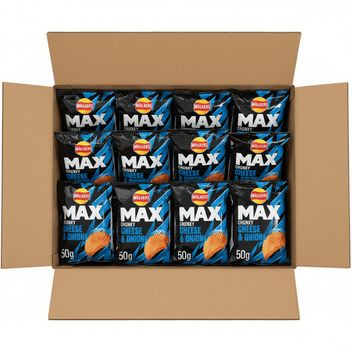 Walkers Max Cheese and Onion | Box of 24 Packets (50g) - NetCrisps