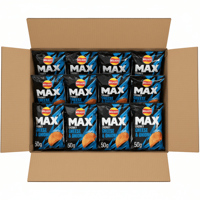 Walkers Max Cheese and Onion | Box of 24 Packets (50g) - NetCrisps