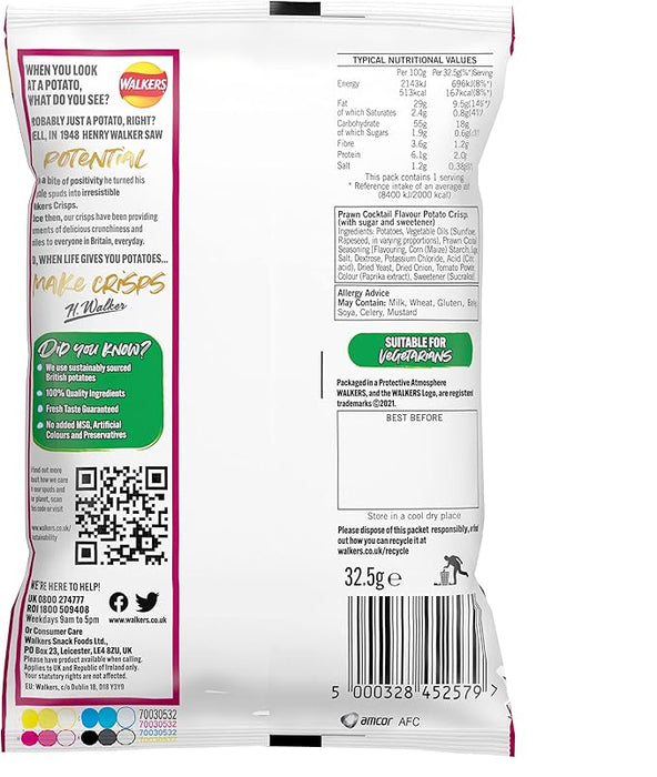 Walkers Prawn Cocktail 32 x 32.5g - NetCrisps