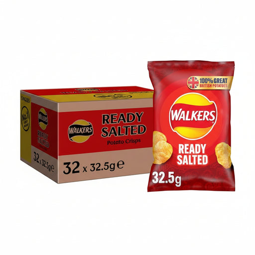 Walkers Ready Salted | Box of 32 Packets (32.5g) - NetCrisps