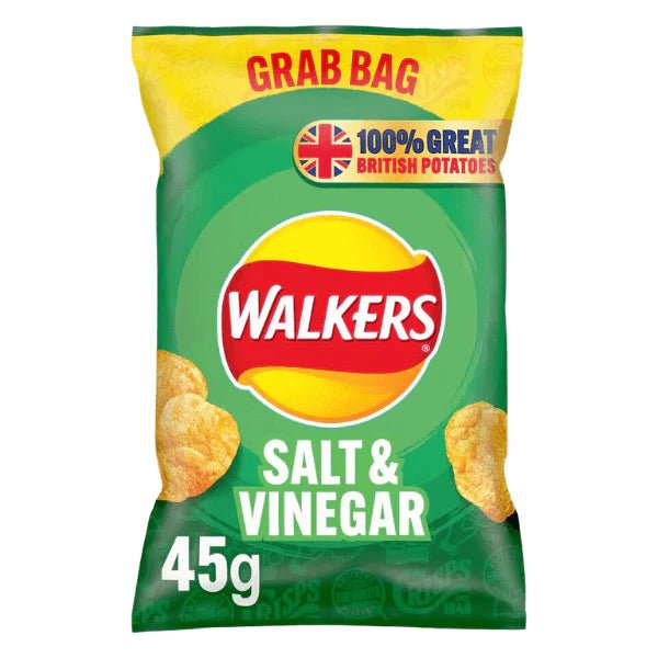 Walkers Salt and Vinegar Box of 32 Packets (45g) - NetCrisps