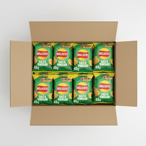 Walkers Salt and Vinegar Box of 32 Packets (45g) - NetCrisps