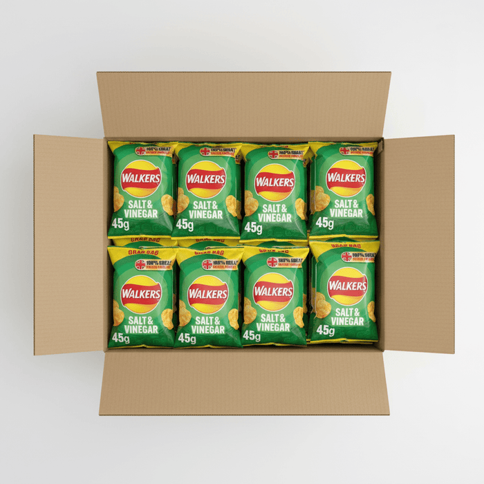 Walkers Salt and Vinegar Box of 32 Packets (45g) - NetCrisps