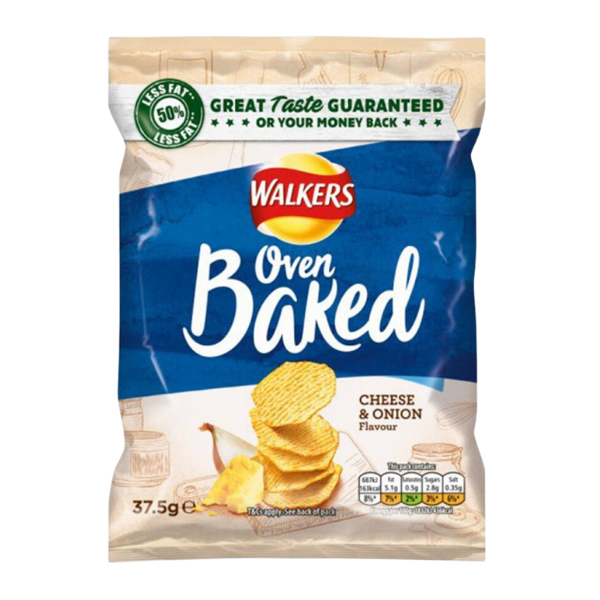 Walkers Baked Cheese and Onion | Box of 32 Packets (37.5g)