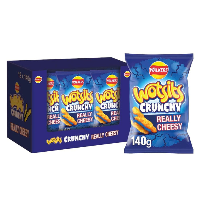 Wotsits Crunchy Cheese Large Bags | Box of 12 Packets (140g) - NetCrisps