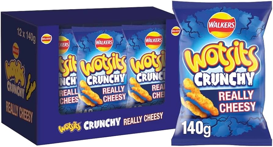 Wotsits Crunchy Cheese Large Bags | Box of 12 Packets (140g) - NetCrisps