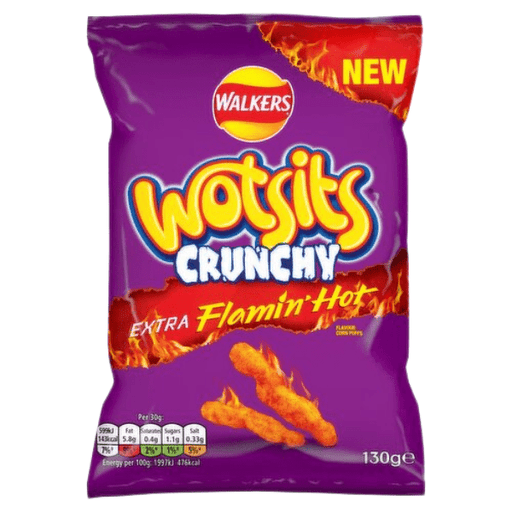 Wotsits Crunchy EXTRA Flamin' Hot | Box of 12 Packets (130g) - NetCrisps