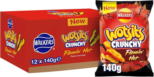 Wotsits Crunchy Sweet & Spicy Flamin' Hot | Box of 12 Packets (140g) | Netcrisps - NetCrisps