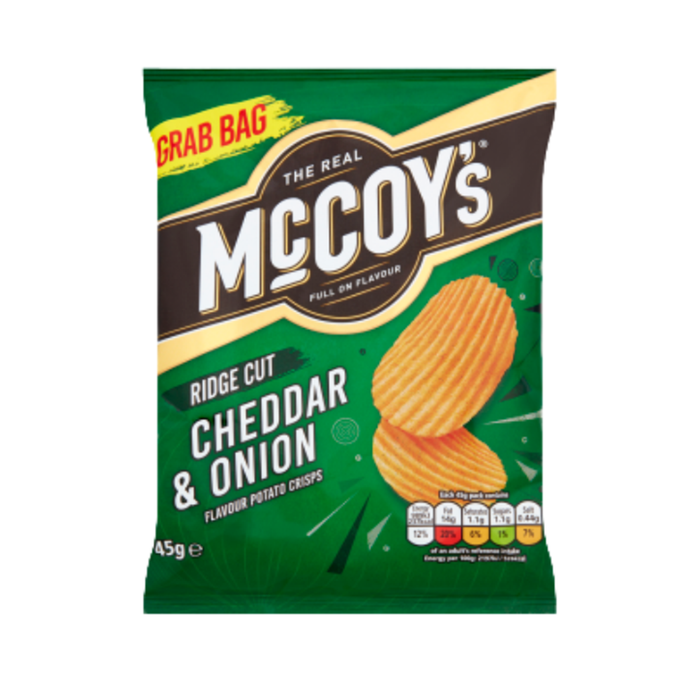 McCoys Ridge Cut Cheddar and Onion | Box of 36 Packets (45g)